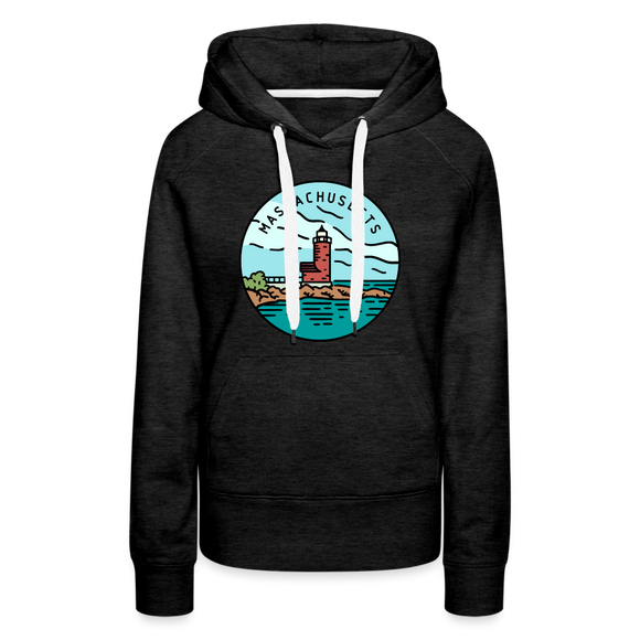 Premium Women's Massachusetts Hoodie - charcoal grey