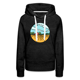 Premium Women's Kansas Hoodie - charcoal grey
