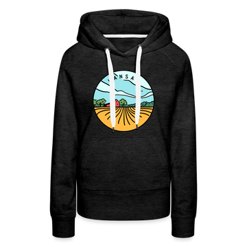 Premium Women's Kansas Hoodie - charcoal grey