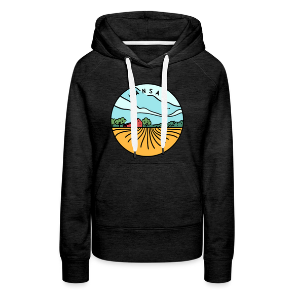 Premium Women's Kansas Hoodie - charcoal grey