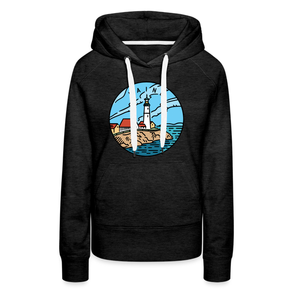 Premium Women's Maine Hoodie - charcoal grey