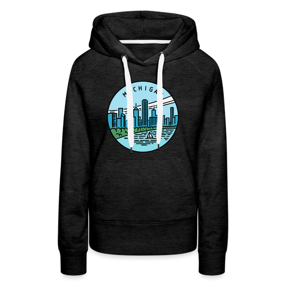 Premium Women's Michigan Hoodie - charcoal grey