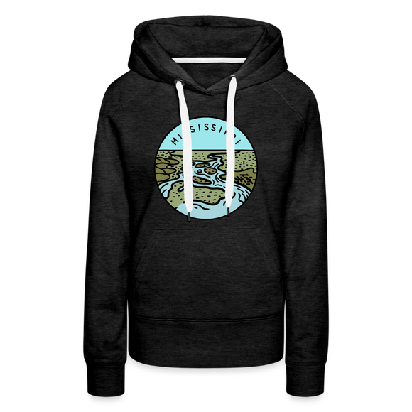 Premium Women's Mississippi Hoodie - charcoal grey