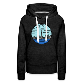 Premium Women's New York Hoodie - charcoal grey