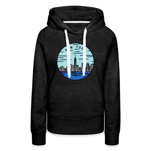 Premium Women's New York Hoodie - charcoal grey