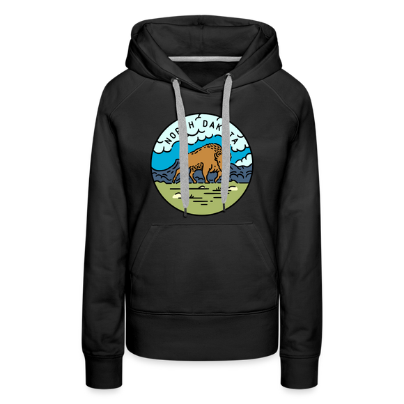 Premium Women's North Dakota Hoodie - black