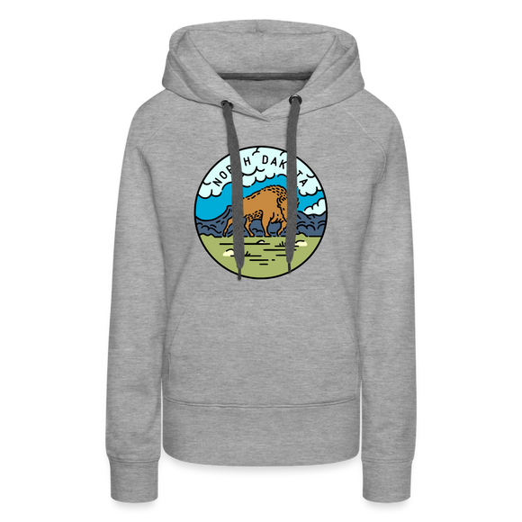 Premium Women's North Dakota Hoodie - heather grey