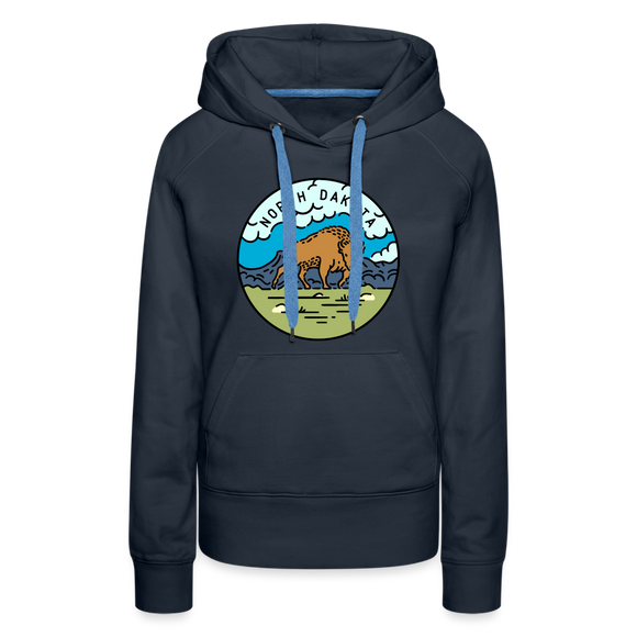 Premium Women's North Dakota Hoodie - navy