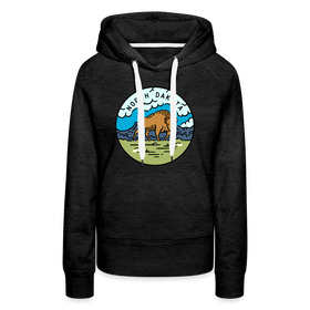 Premium Women's North Dakota Hoodie - charcoal grey