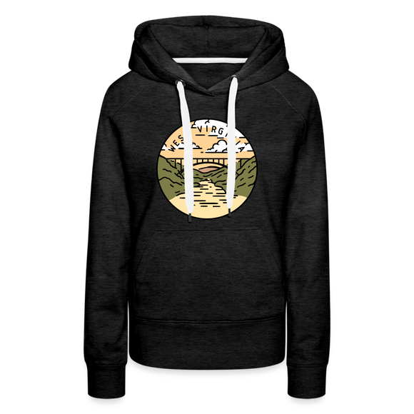 Premium Women's West Virginia Hoodie - charcoal grey