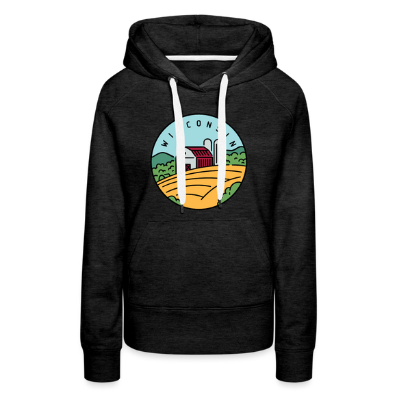 Premium Women's Wisconsin Hoodie - charcoal grey
