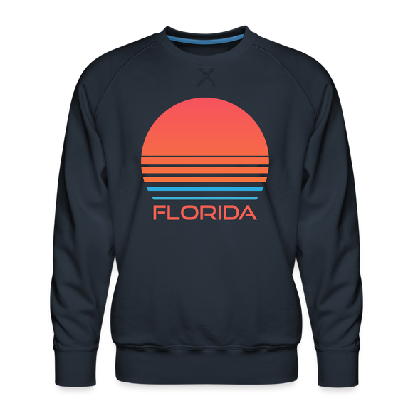 Premium Florida Sweatshirt - Retro 80s Men's Sweatshirt - navy