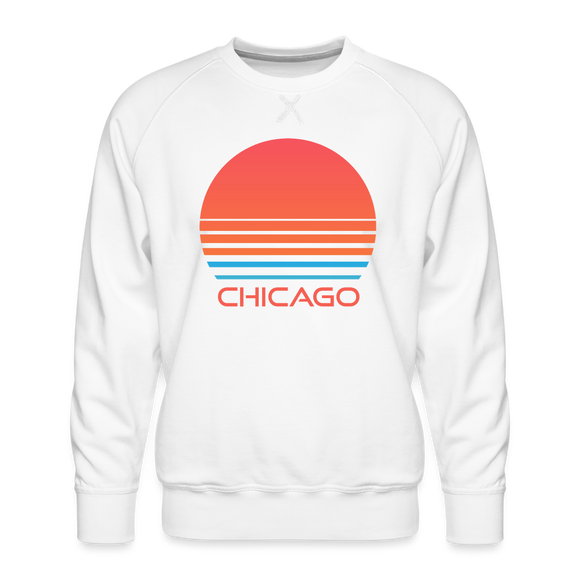 Premium Chicago Sweatshirt - Retro 80s Men's Illinois Sweatshirt - white