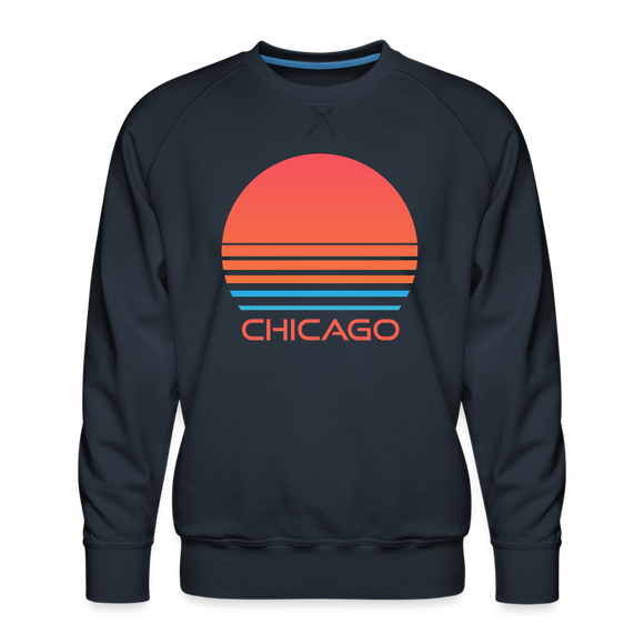 Premium Chicago Sweatshirt - Retro 80s Men's Illinois Sweatshirt - navy