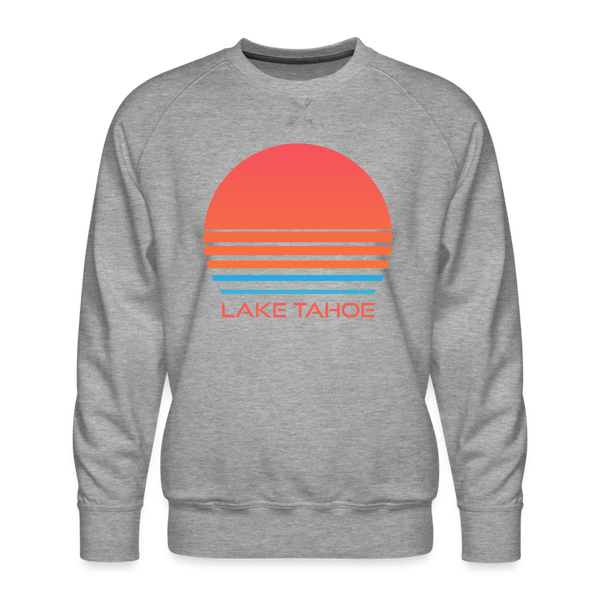 Premium Lake Tahoe Sweatshirt - Retro 80s Men's California Sweatshirt - heather grey