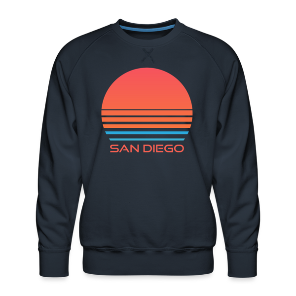 Premium San Diego Sweatshirt - Retro 80s Men's California Sweatshirt - navy