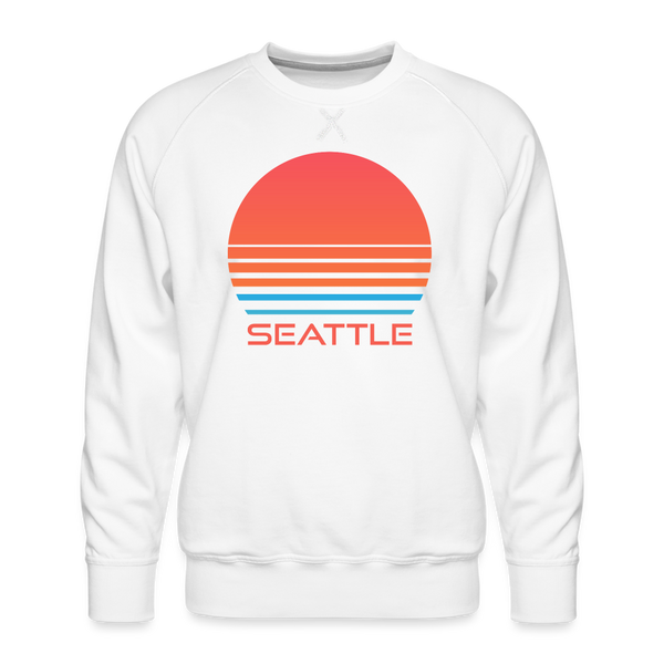 Premium Seattle Sweatshirt - Retro 80s Men's Washington Sweatshirt - white