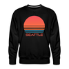 Premium Seattle Sweatshirt - Retro 80s Men's Washington Sweatshirt - black