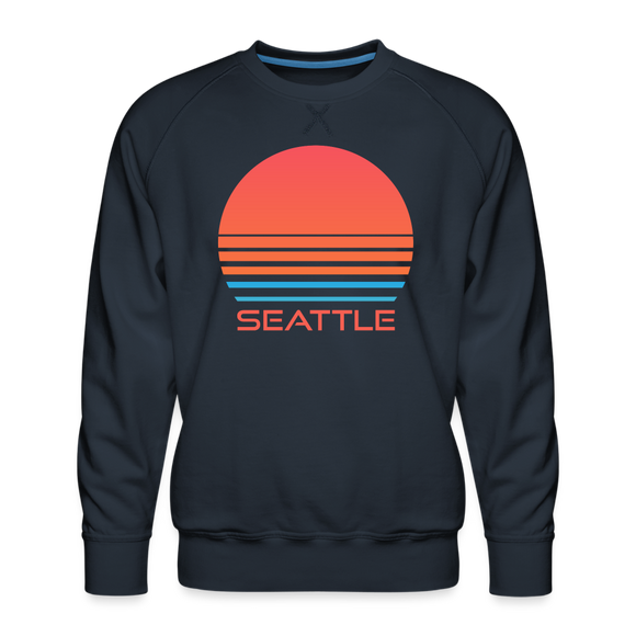 Premium Seattle Sweatshirt - Retro 80s Men's Washington Sweatshirt - navy