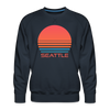 Premium Seattle Sweatshirt - Retro 80s Men's Washington Sweatshirt - navy