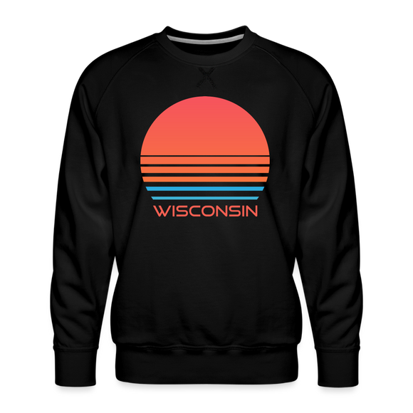 Premium Wisconsin Sweatshirt - Retro 80s Men's Sweatshirt - black