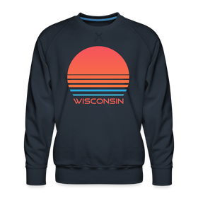 Premium Wisconsin Sweatshirt - Retro 80s Men's Sweatshirt - navy