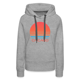 Premium Women's Chicago, Illinois Hoodie - Retro 80s - heather grey