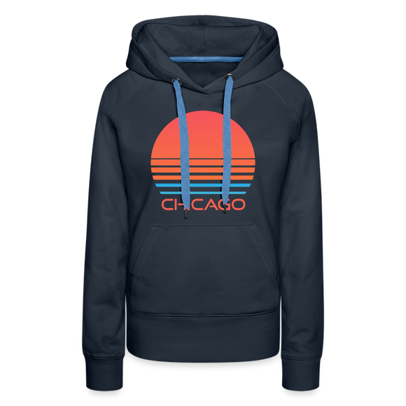 Premium Women's Chicago, Illinois Hoodie - Retro 80s - navy