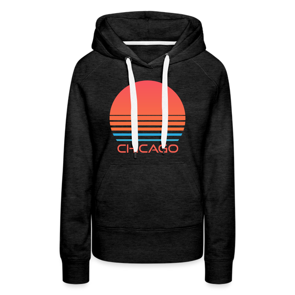 Premium Women's Chicago, Illinois Hoodie - Retro 80s - charcoal grey