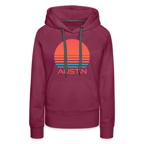 Premium Women's Austin, Texas Hoodie - Retro 80s - burgundy