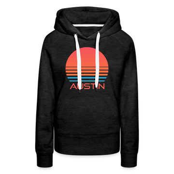 Premium Women's Austin, Texas Hoodie - Retro 80s - charcoal grey