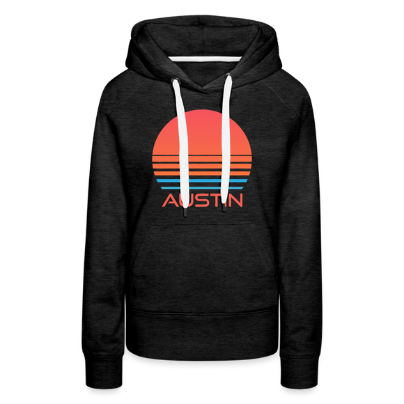 Premium Women's Austin, Texas Hoodie - Retro 80s - charcoal grey