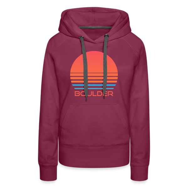 Premium Women's Boulder, Colorado Hoodie - Retro 80s - burgundy