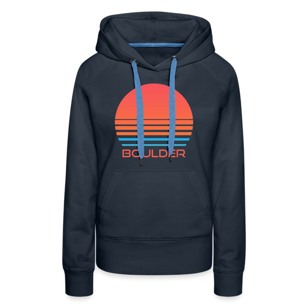 Premium Women's Boulder, Colorado Hoodie - Retro 80s - navy