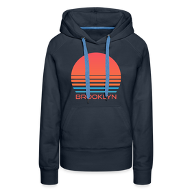 Premium Women's Brooklyn, New York Hoodie - Retro 80s - navy