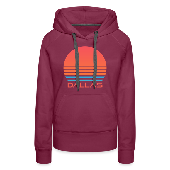 Premium Women's Dallas, Texas Hoodie - Retro 80s - burgundy