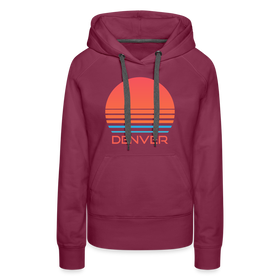 Premium Women's Denver, Colorado Hoodie - Retro 80s - burgundy