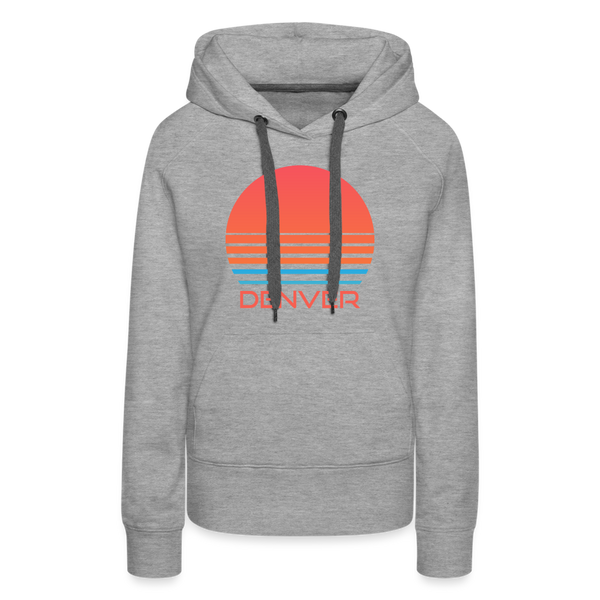 Premium Women's Denver, Colorado Hoodie - Retro 80s - heather grey