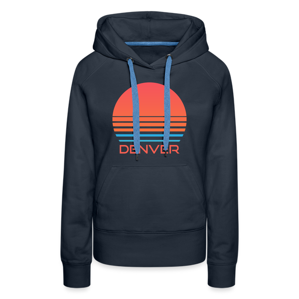 Premium Women's Denver, Colorado Hoodie - Retro 80s - navy