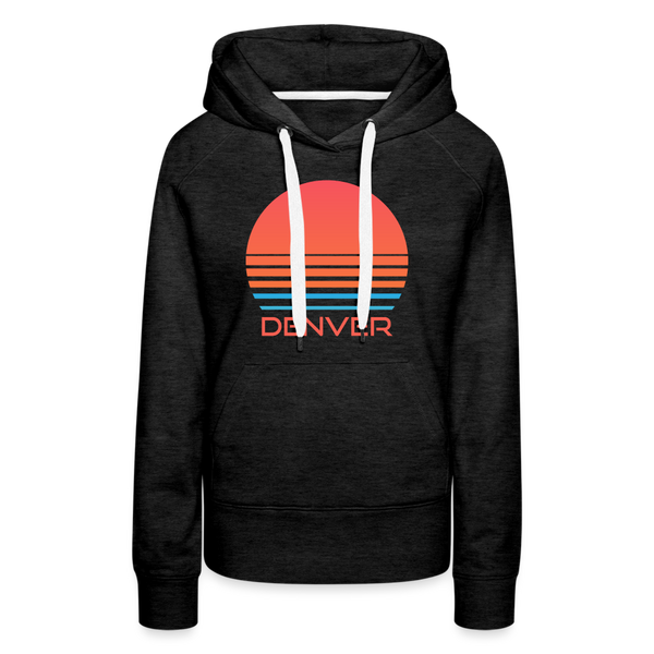 Premium Women's Denver, Colorado Hoodie - Retro 80s - charcoal grey