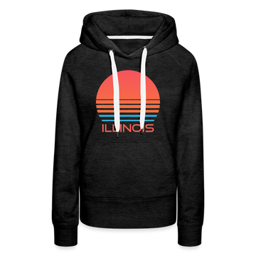 Premium Women's - Retro 80s Illinois Hoodie - charcoal grey