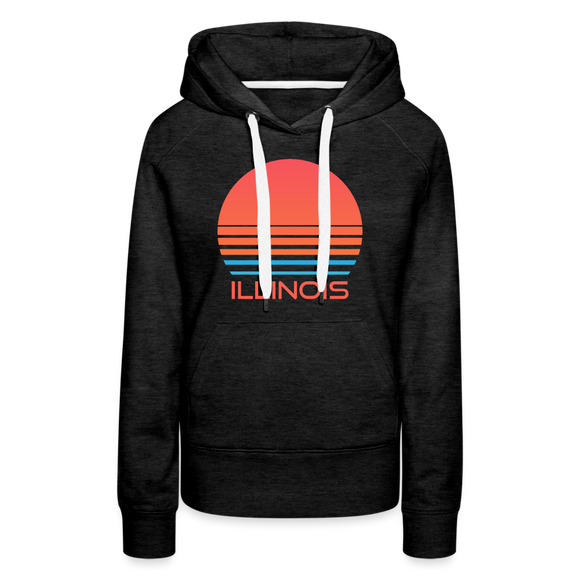 Premium Women's - Retro 80s Illinois Hoodie - charcoal grey