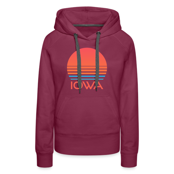 Premium Women's - Retro 80s Iowa Hoodie - burgundy