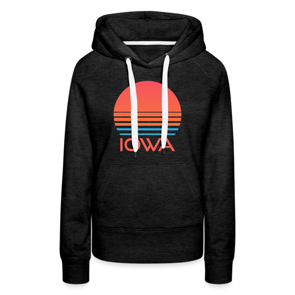 Premium Women's - Retro 80s Iowa Hoodie - charcoal grey