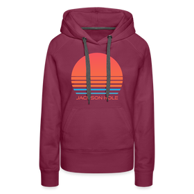 Premium Women's Jackson Hole, Wyoming Hoodie - Retro 80s - burgundy