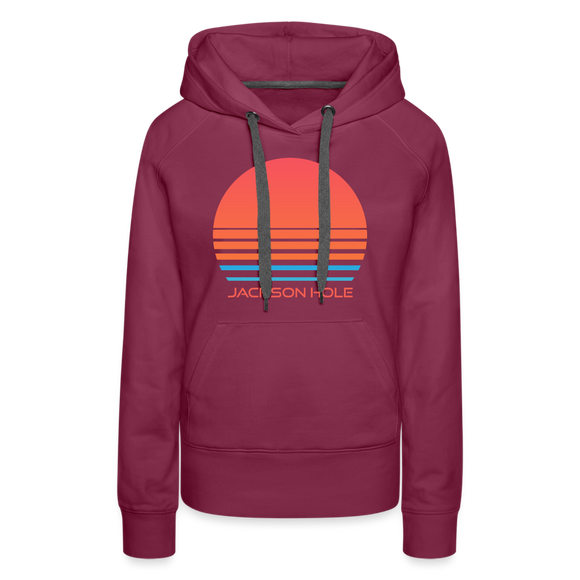 Premium Women's Jackson Hole, Wyoming Hoodie - Retro 80s - burgundy