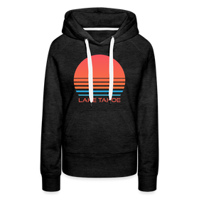 Premium Women's Lake Tahoe, California Hoodie - Retro 80s - charcoal grey