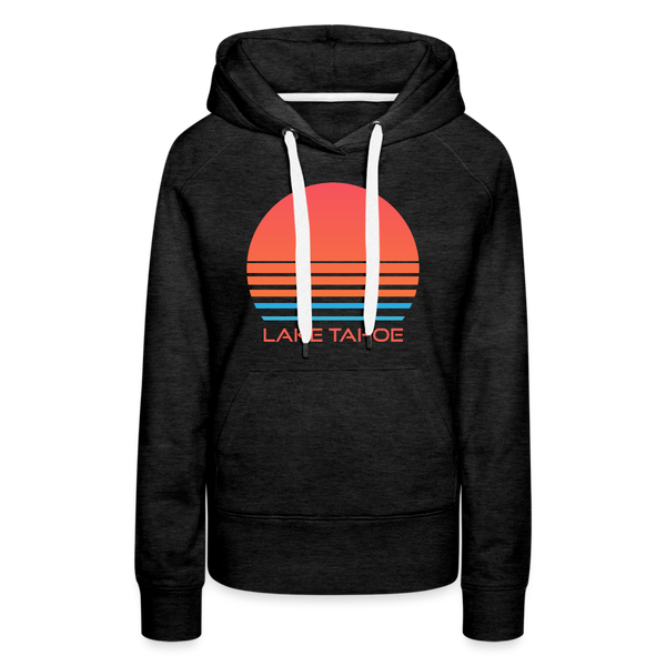 Premium Women's Lake Tahoe, California Hoodie - Retro 80s - charcoal grey