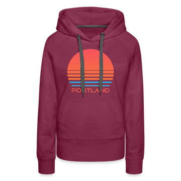 Premium Women's Portland, Oregon Hoodie - Retro 80s - burgundy