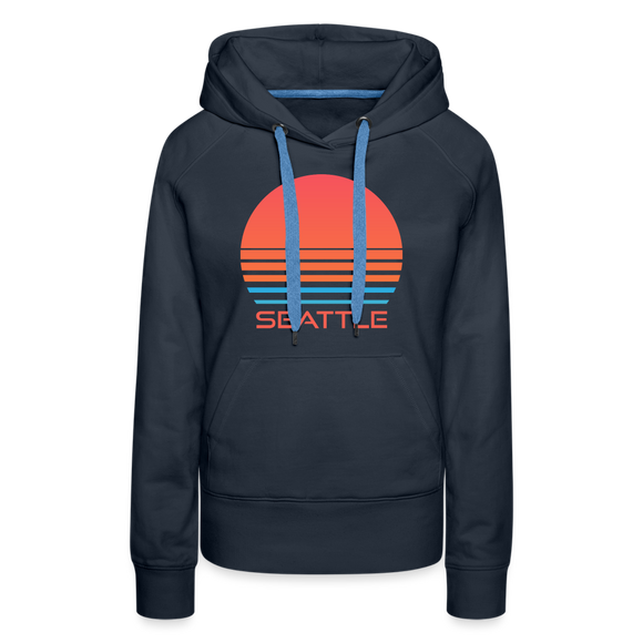 Premium Women's Seattle, Washington Hoodie - Retro 80s - navy